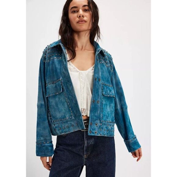 NWT We The Free Suzy Studded Suede Jacket Small - Picture 1 of 11